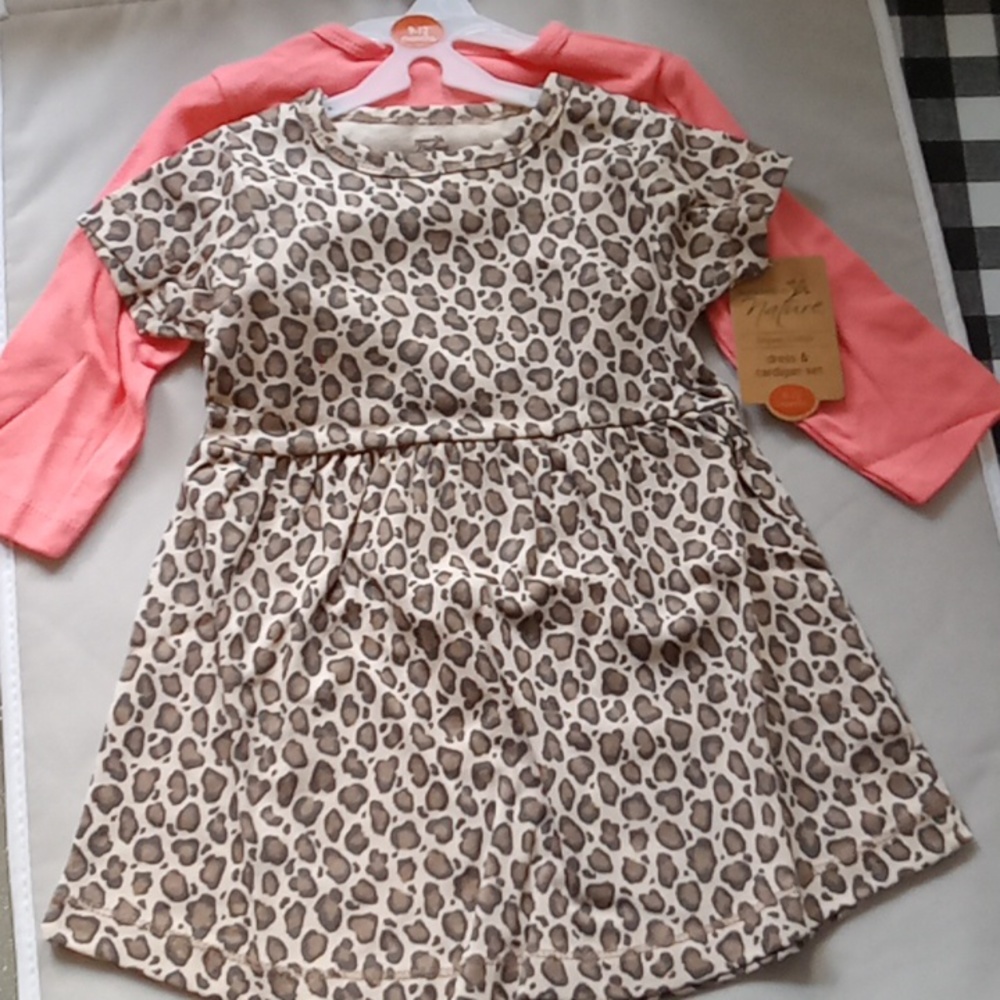 Organic cotton dress and cardigan set